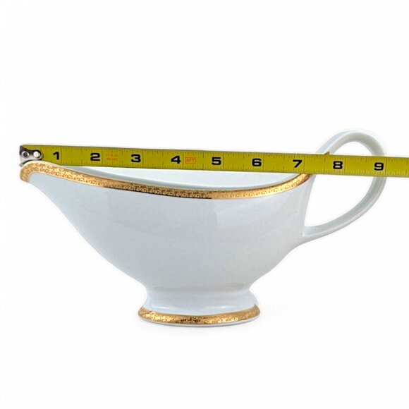 St. Nicholas Square Gravy Boat Laurel Gold Fine Porcelain 18 Karat Dual Band - Picture 11 of 11